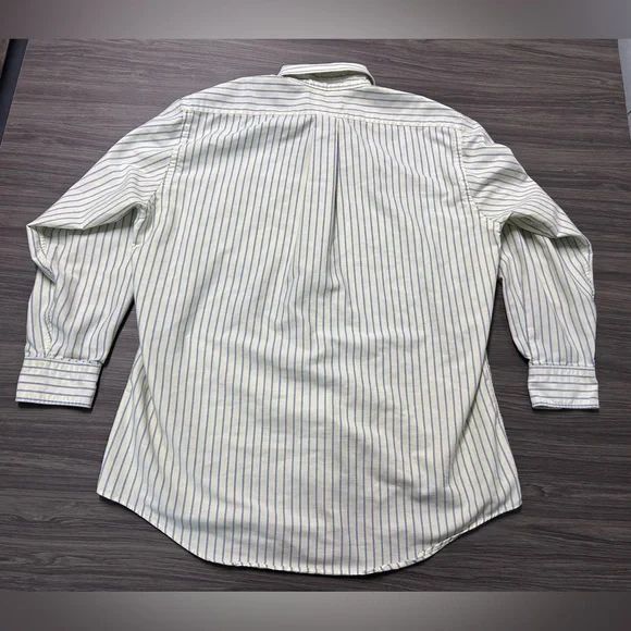 L.L. Bean Yellow and Blue Striped Button Down Shirt Size 16.5 - 32 - Picture 5 of 6